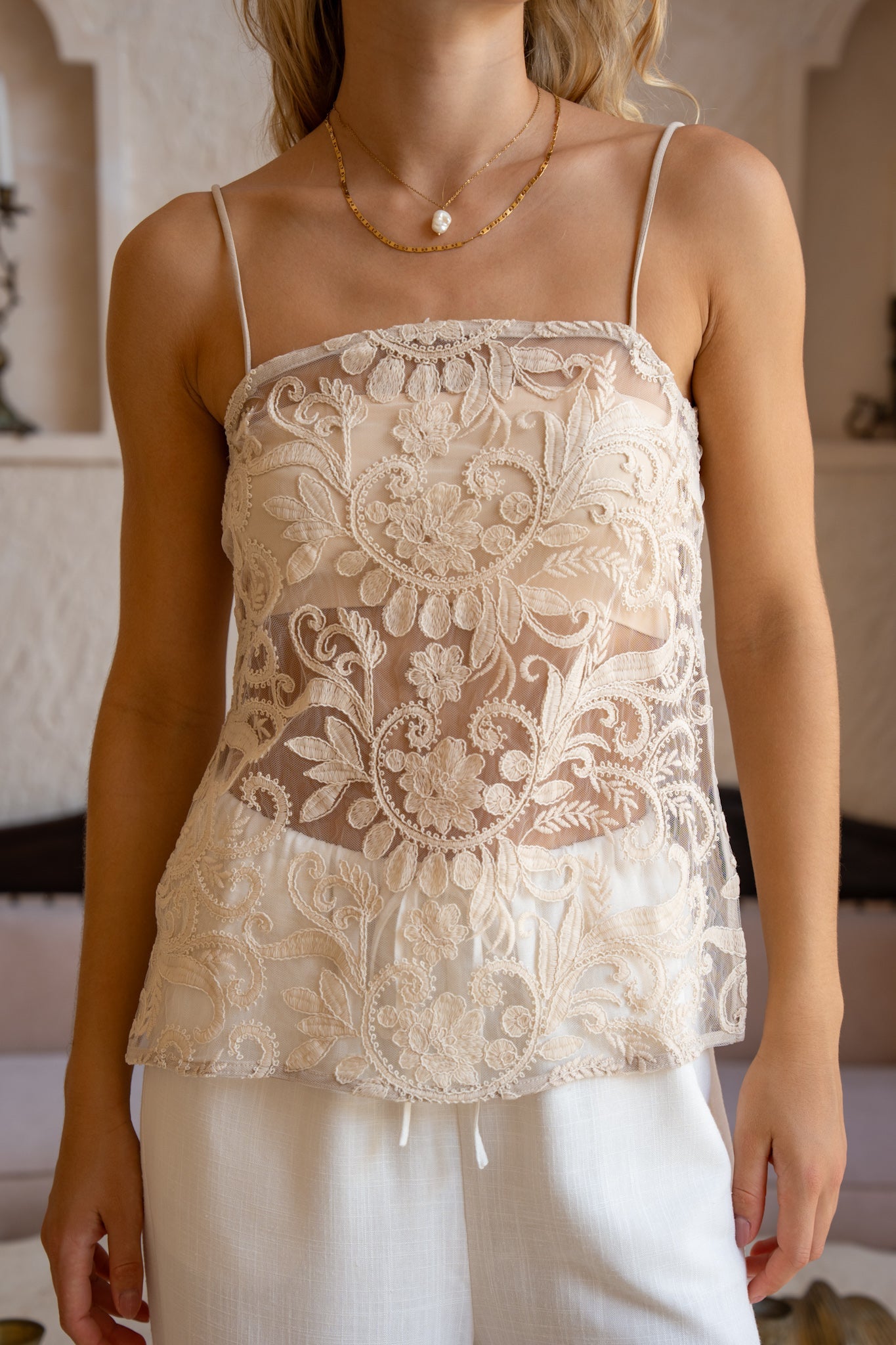 HEYCHIC Joliette Lace Top (Beige)