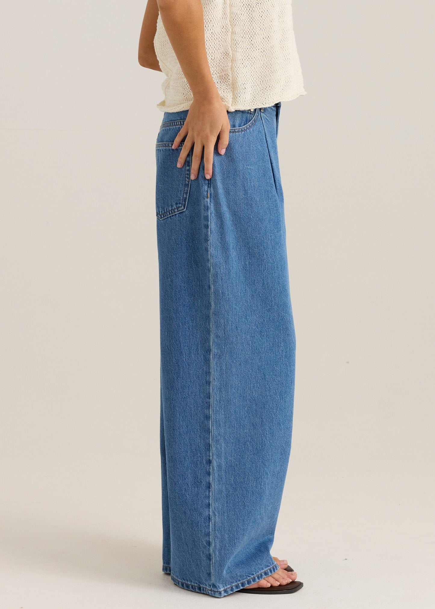 Sass Clothing Yara Slack Pleat Jean (Classic Blue Wash)