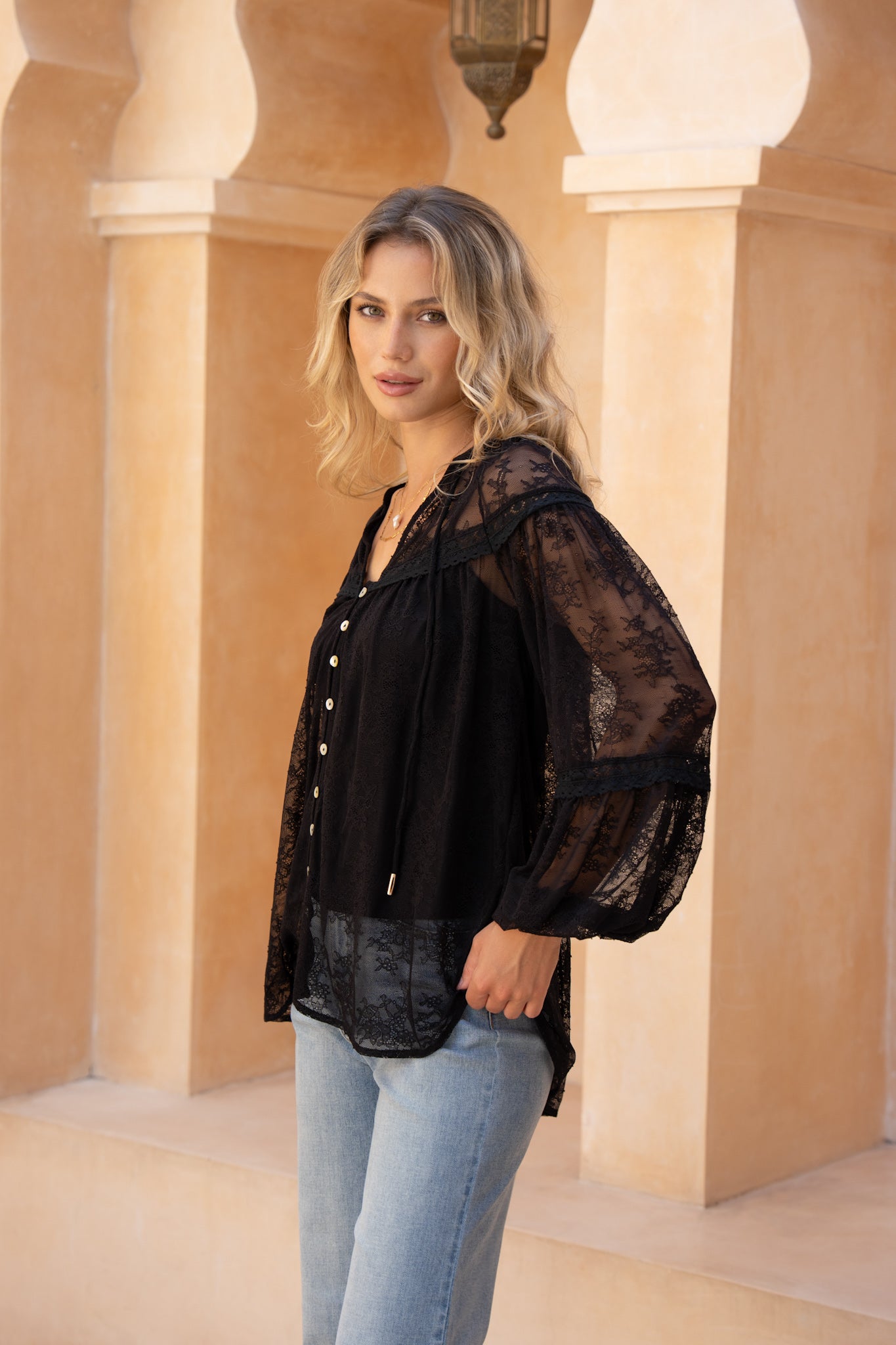 HEYCHIC Arla Lace Blouse (Black)