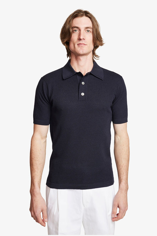 Image of Shirts. Product name - Evan Polo Shirt Navy Blue in Blue colour by brand - Anthony Squires