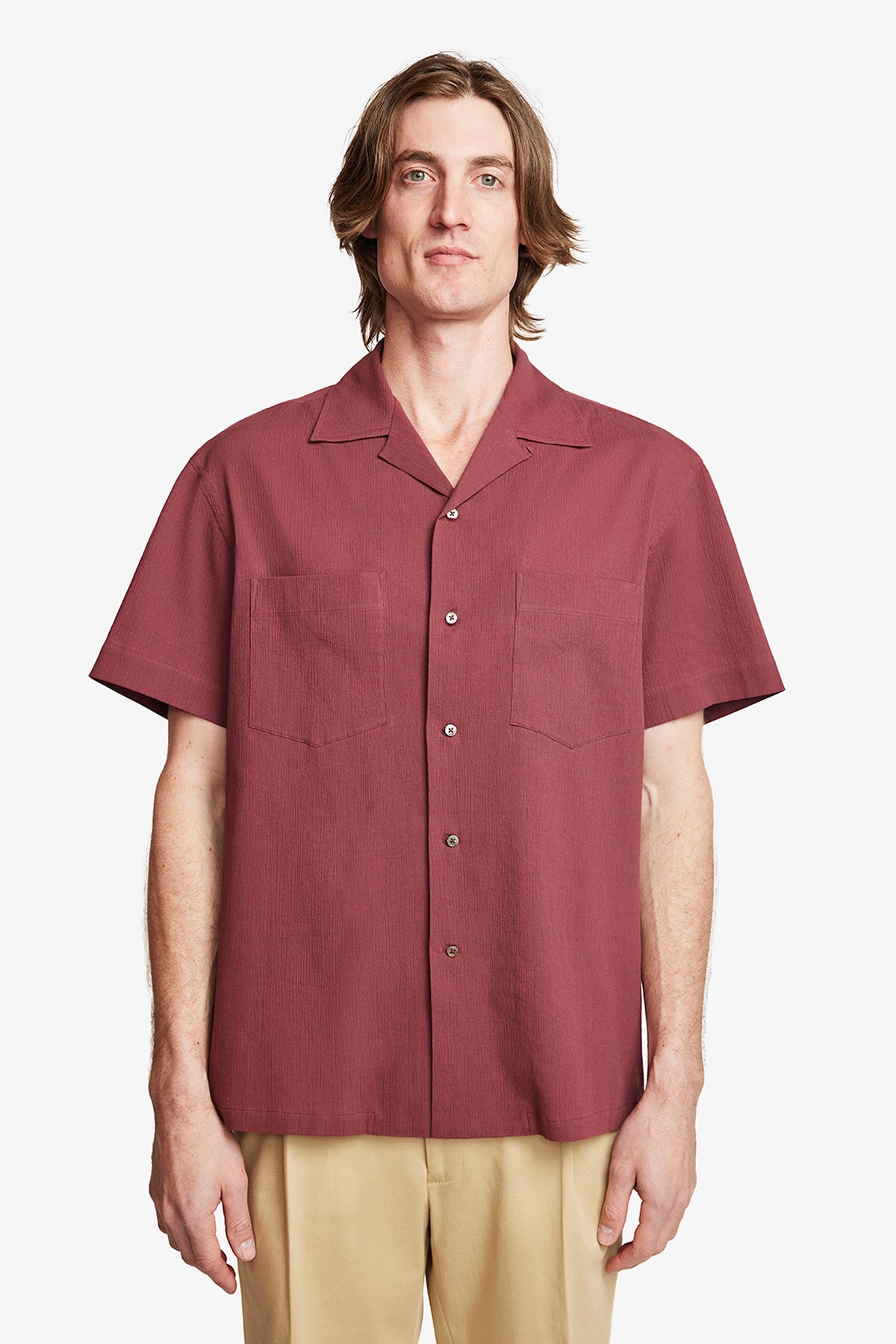 Image of Shirts. Product name - Pad Burgundy in Burgundy colour by brand - Anthony Squires
