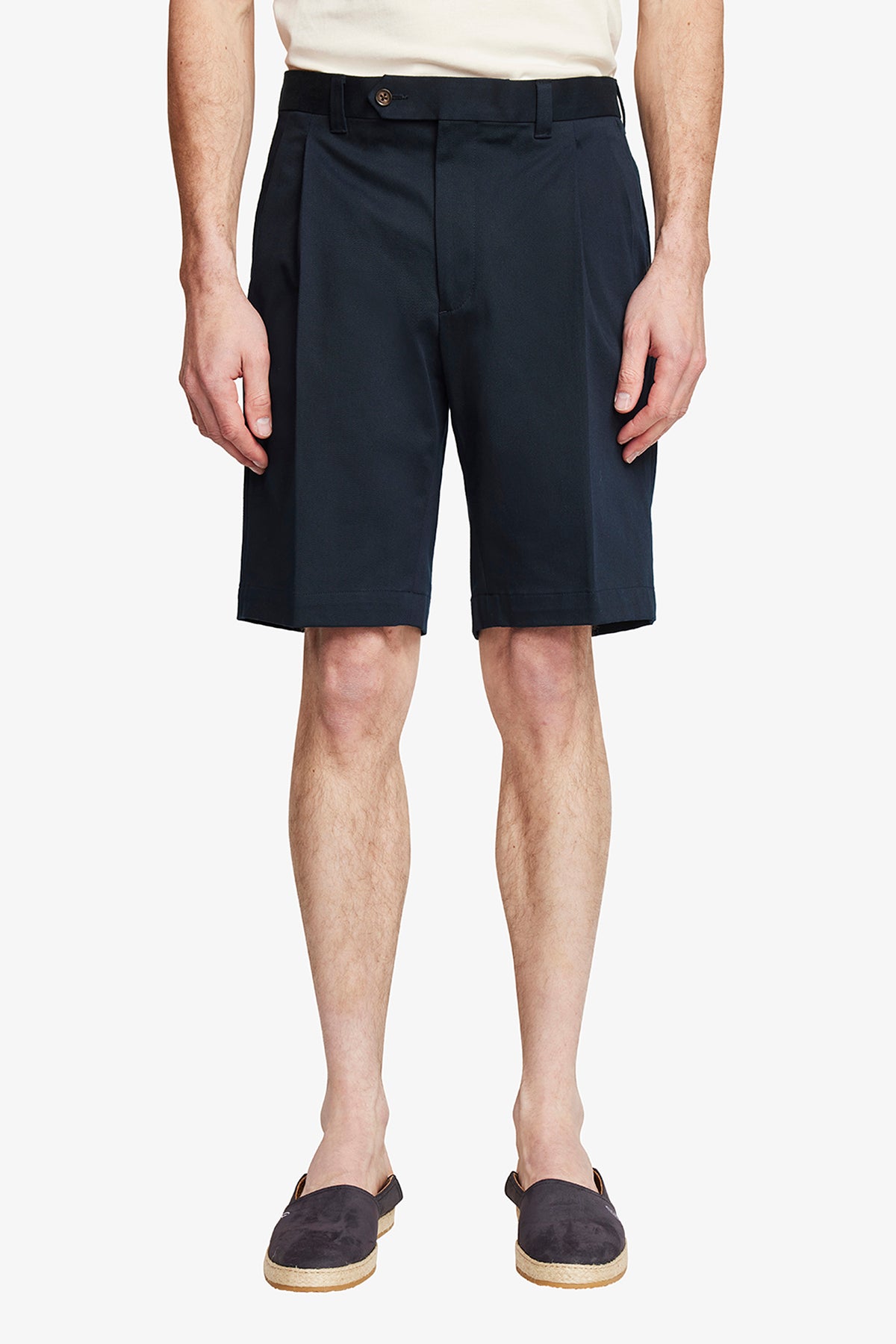 Image of a model wearing Shorts. Product name - Tribe Navy in Navy colour by brand - Anthony Squires