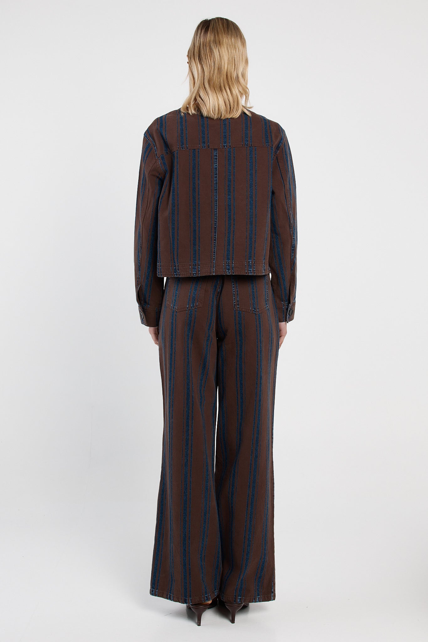 Sass Clothing Maja Stripe Denim Jacket (Choc/Rinse)
