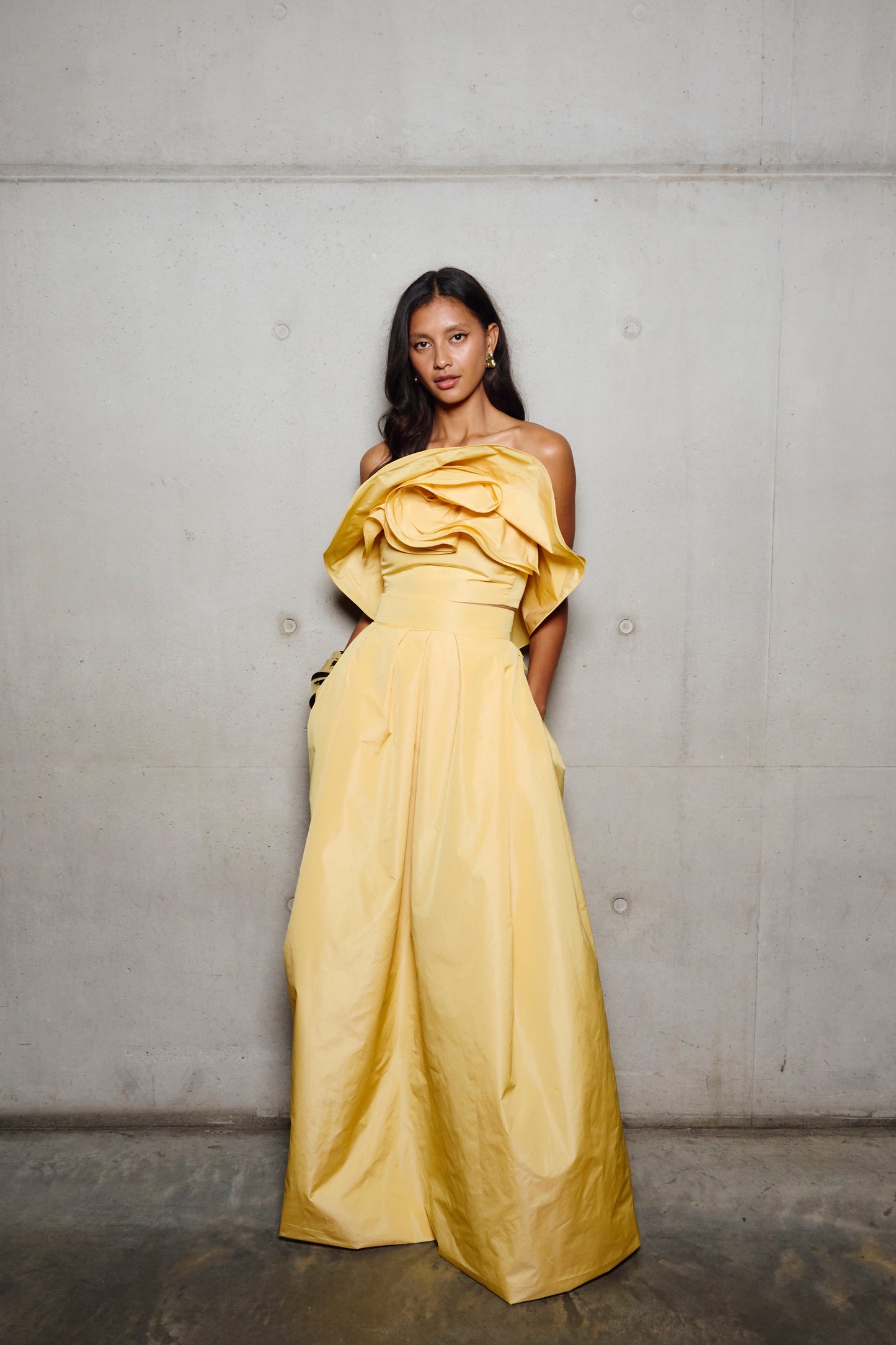 Carla Zampatti Pollen Taffeta Bubble Maxi Skirt (Yellow)