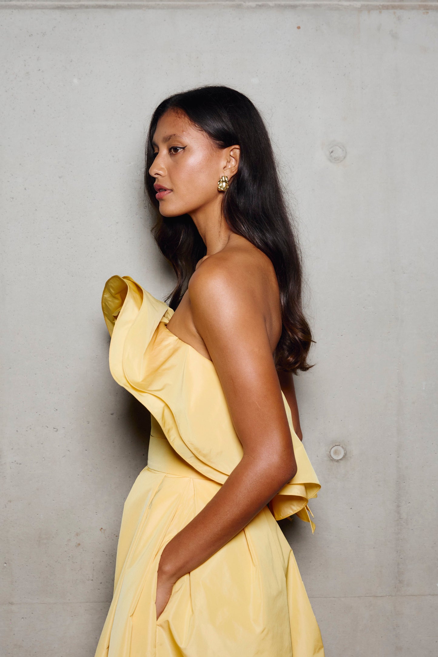 Carla Zampatti Pollen Taffeta Flower Top (Yellow)