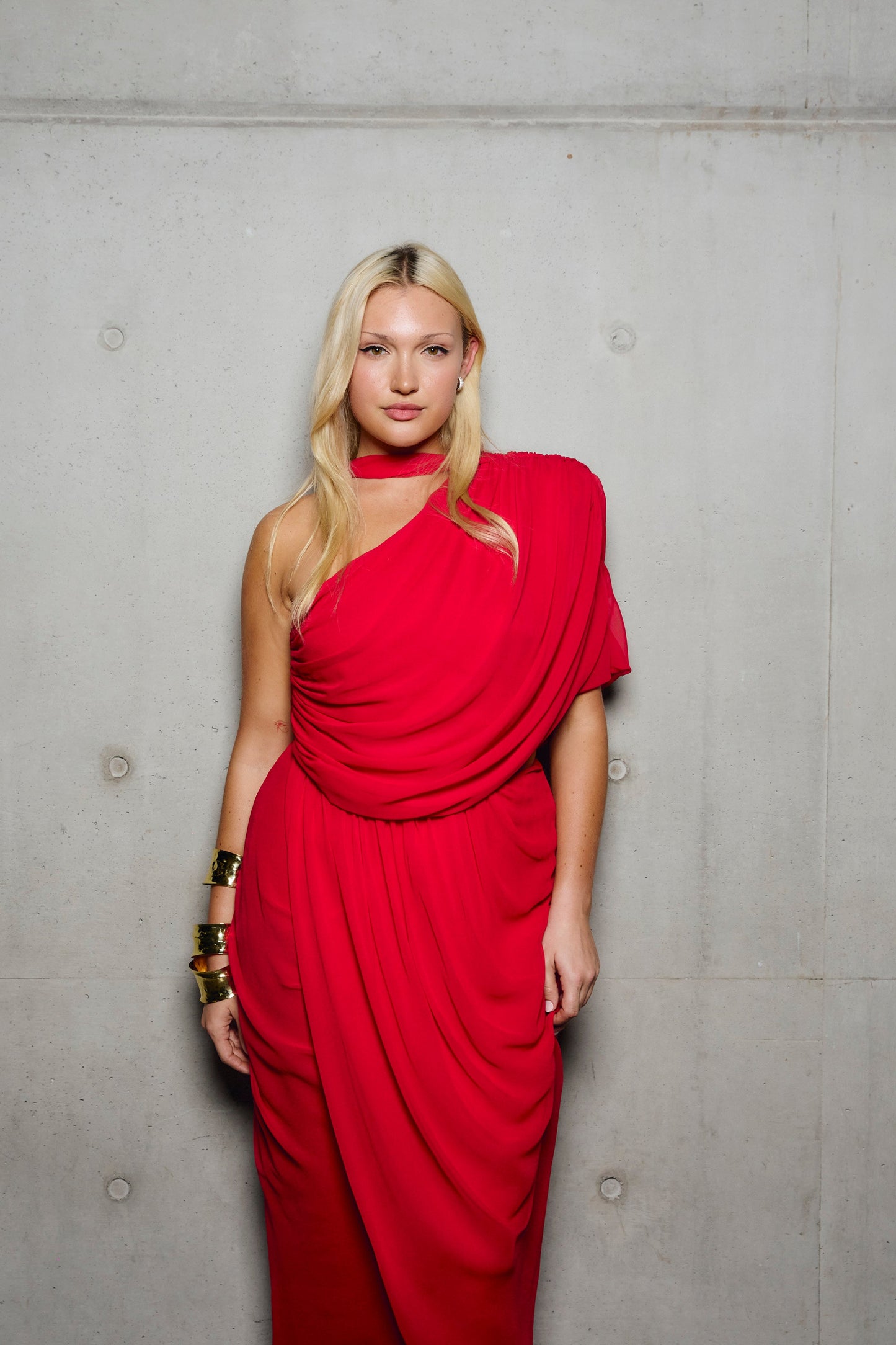 Carla Zampatti Georgette Drape Wrap Skirt (Red)