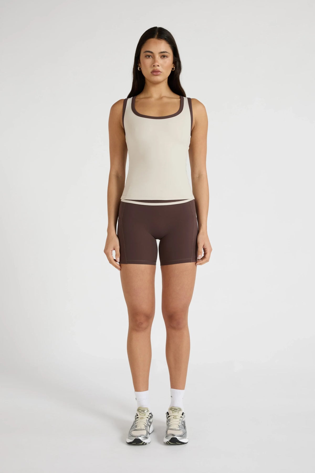 ALLFENIX CloudCore Contrast Bind Racer Tank (Stone)