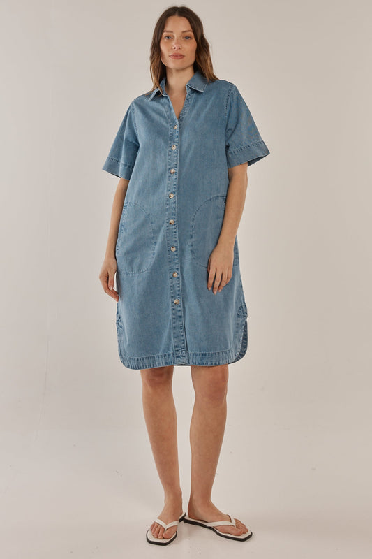 Image of Dresses. Productname: Betty Basics Dawson Denim Dress Medium Wash in Medium Wash colour by brand - Betty Basics
