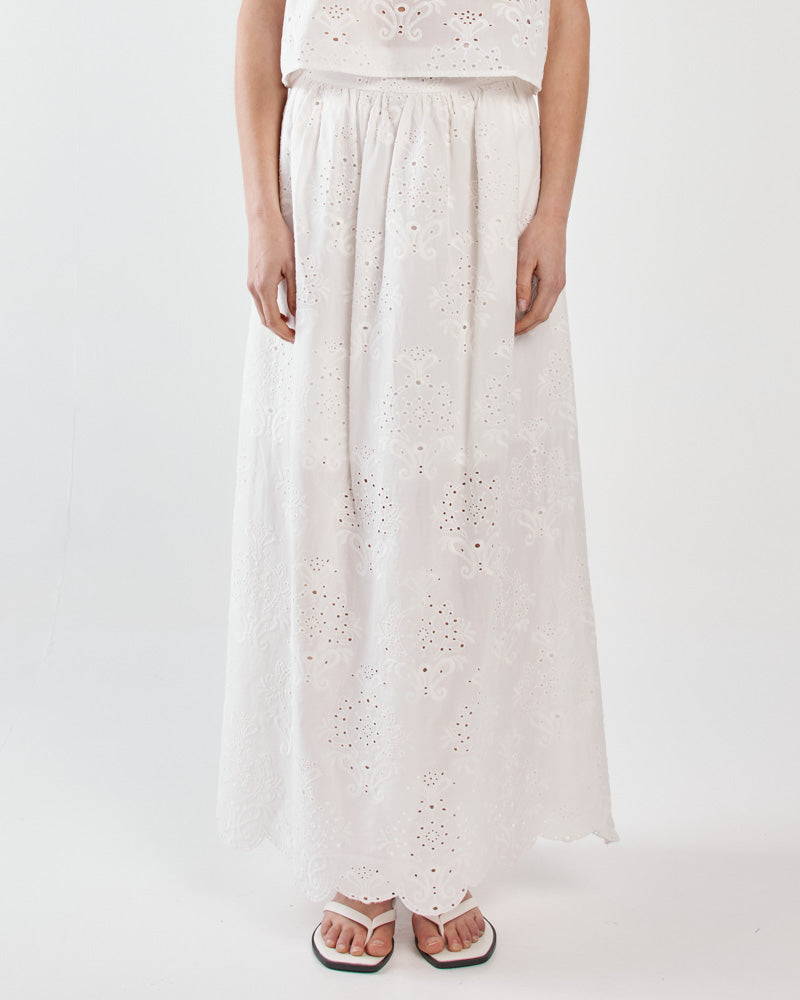 Image of a model wearing Skirts. Product name - Ani Full Skirt White in White colour by brand - Sass Clothing