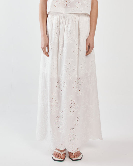 Image of a model wearing Skirts. Product name - Ani Full Skirt White in White colour by brand - Sass Clothing
