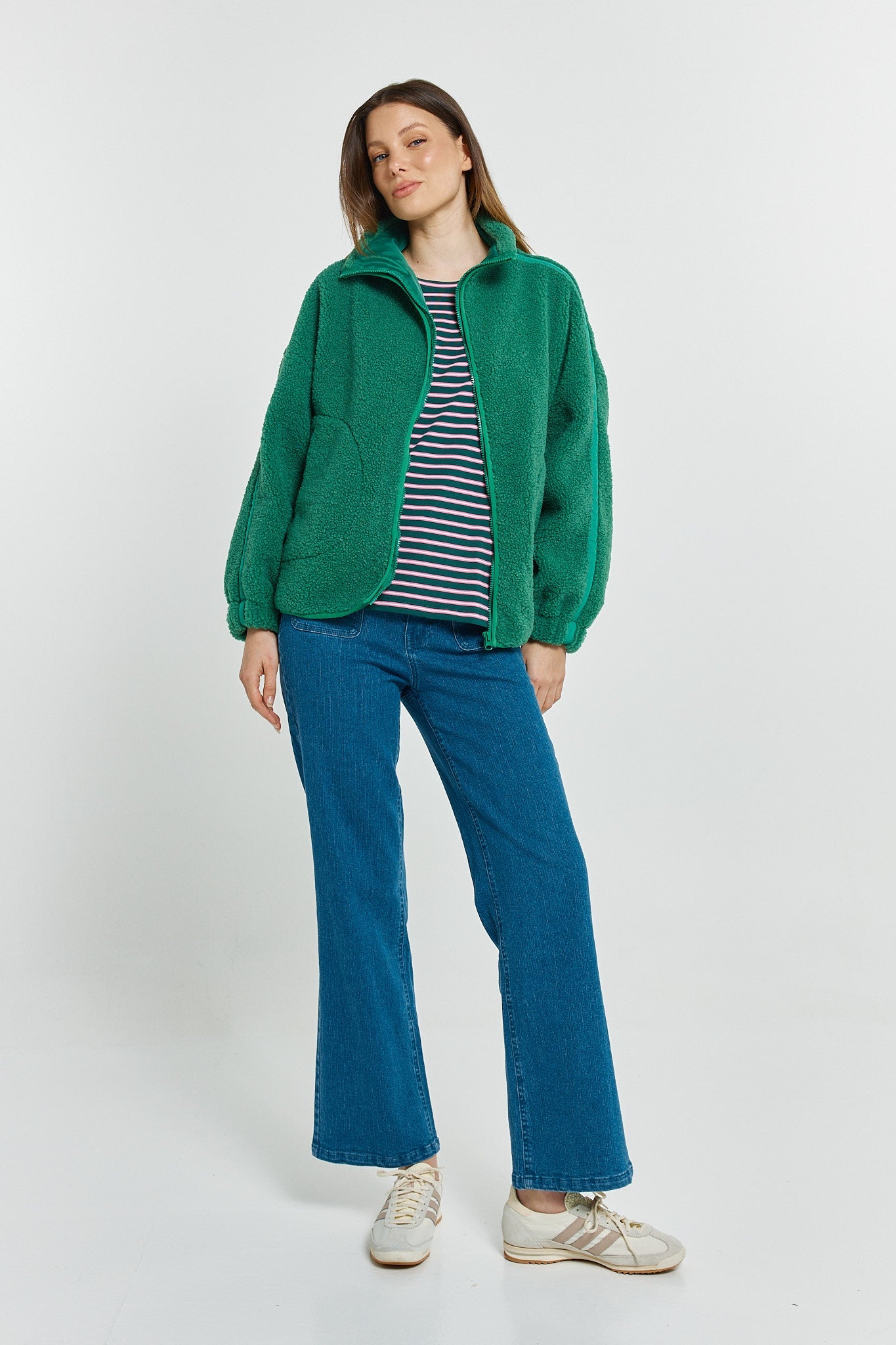 Betty Basics Aubrey Fleece Jacket (Green/Dark Green)