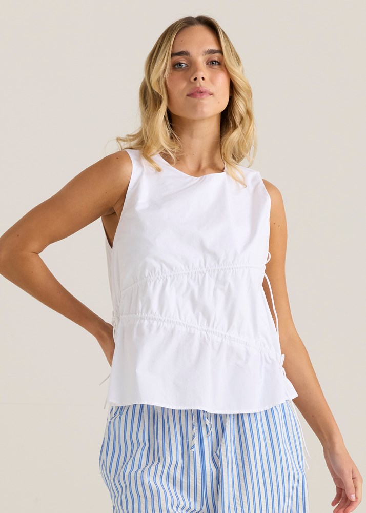 Sass Clothing Elin Gathered Tie Top (White)
