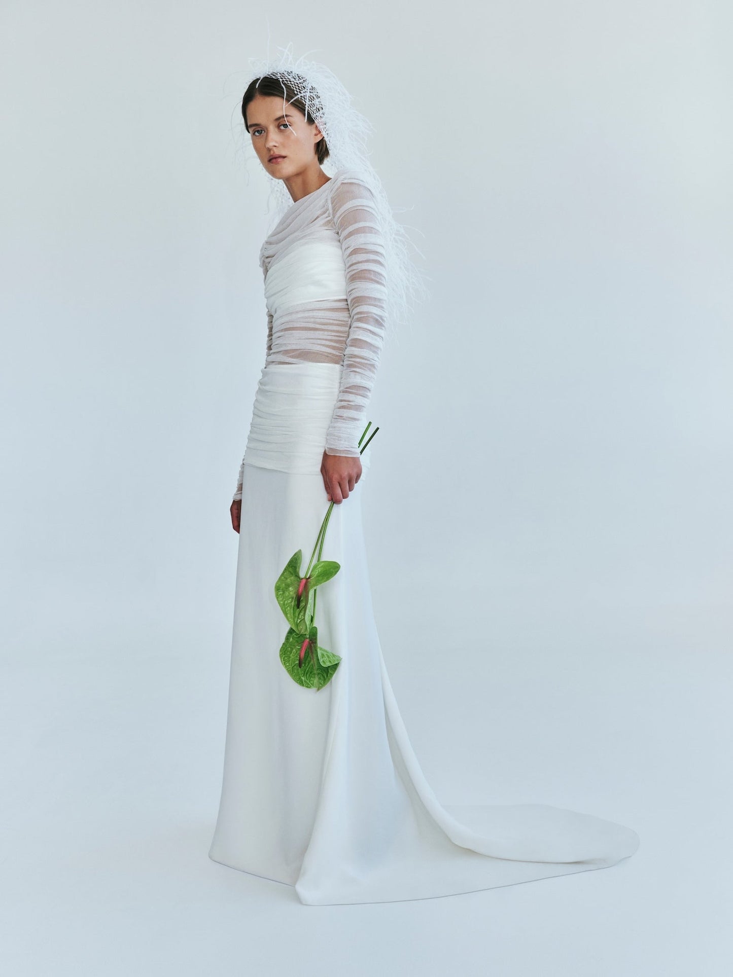Image of Dresses. Productname: Christopher Esber Veiled Tulle Overlay Gown in White colour by brand - Christopher Esber