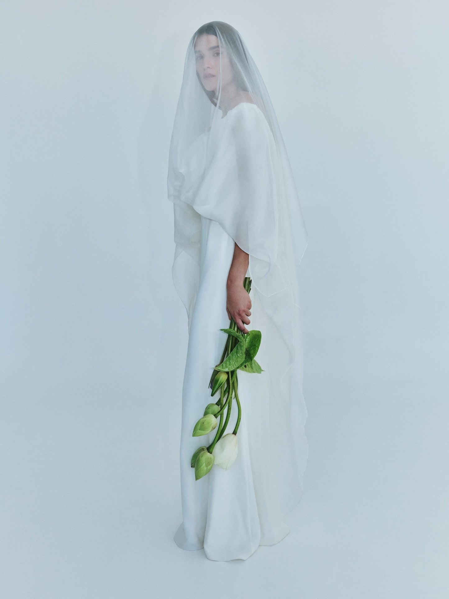 Christopher Esber Vapour Overlay Silk Gown (White)