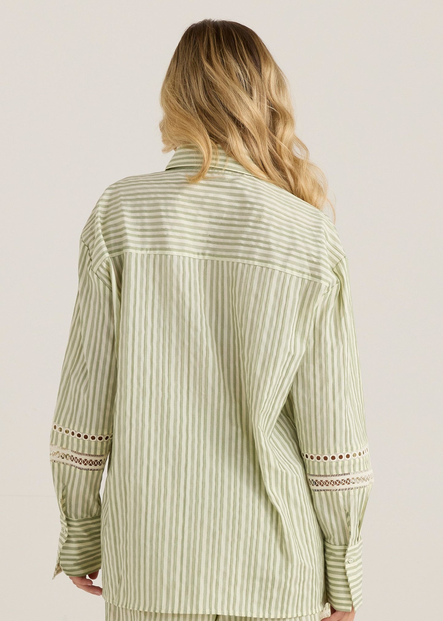 Sass Clothing Nerida Trim Shirt (Olive Cream Stripe)
