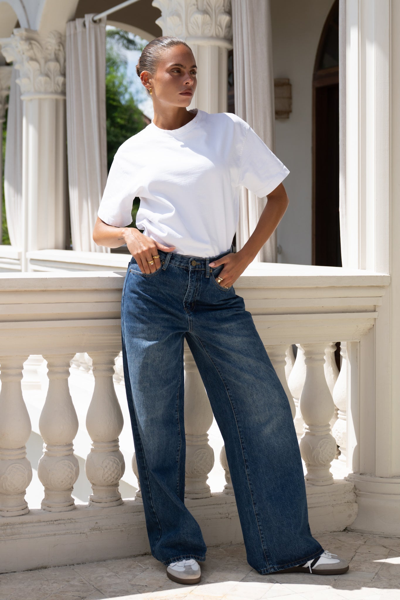 Heychic Dylan Denim Wide Leg Jeans (Blue)