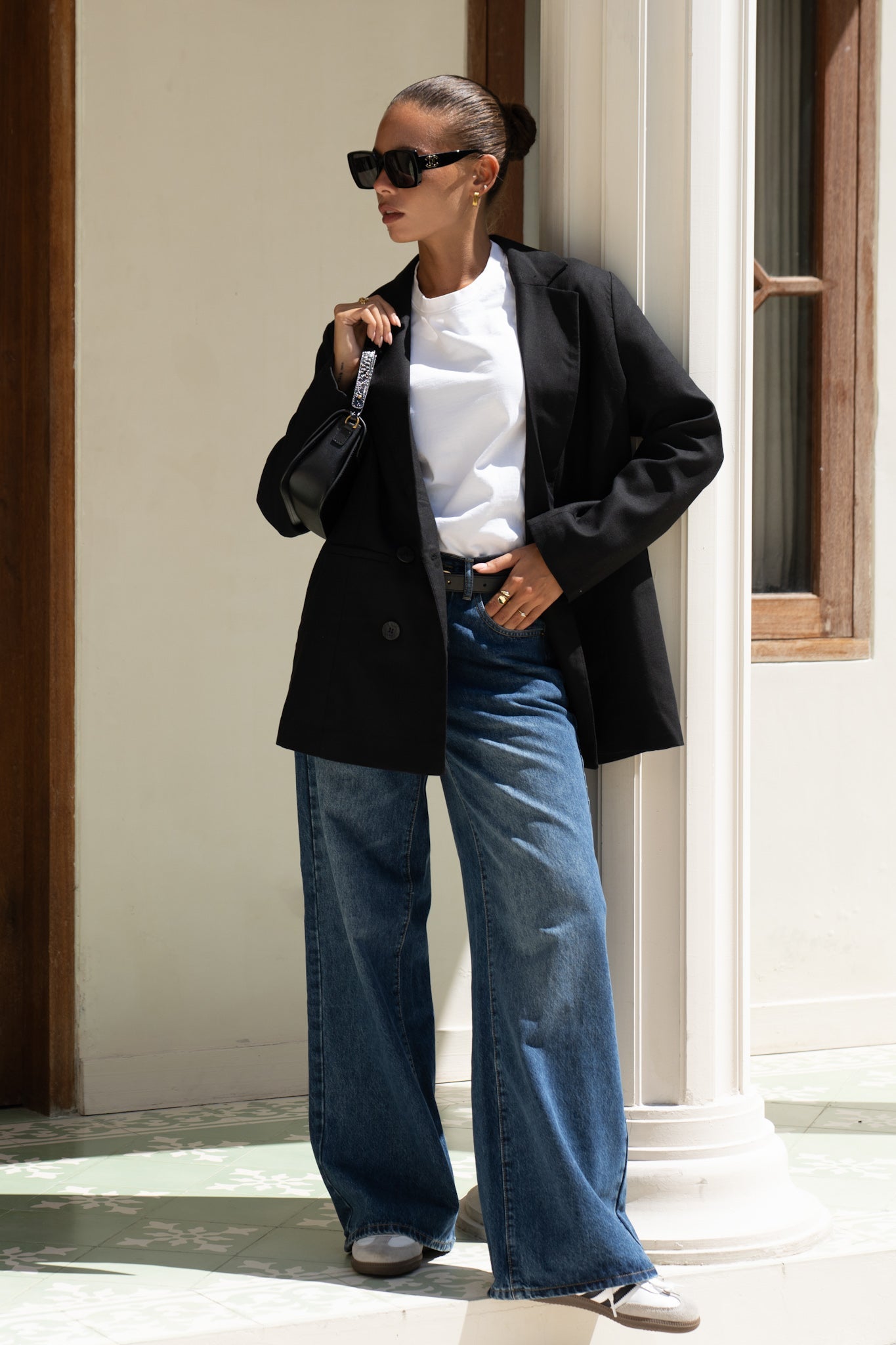 Heychic Dylan Denim Wide Leg Jeans (Blue)