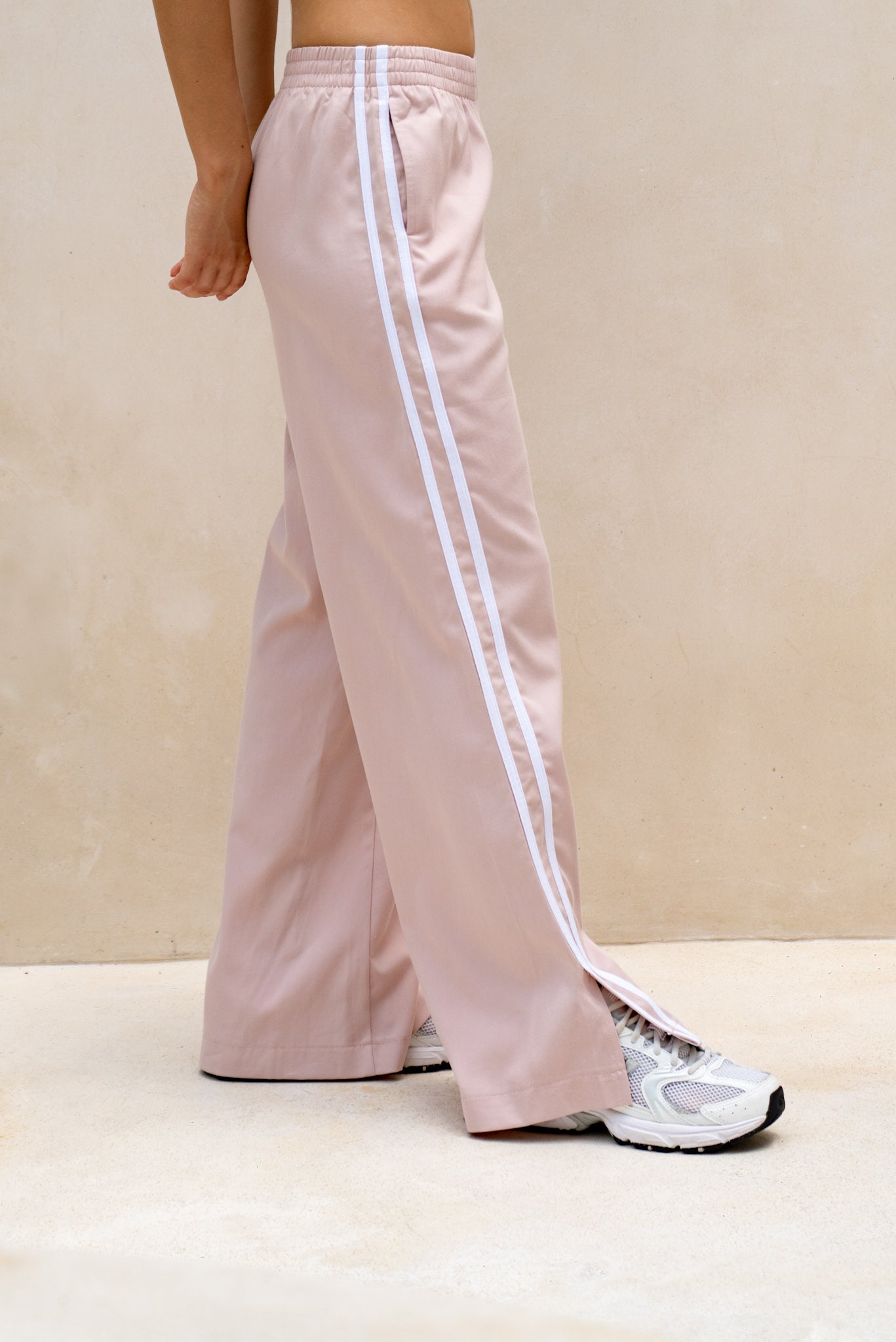HEYCHIC Leah White Contrast Stripe Trackpants (Pink)