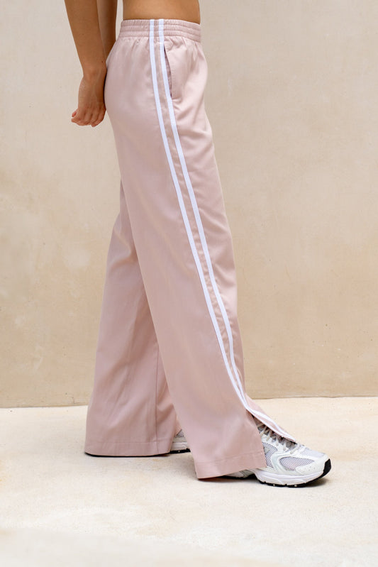 HEYCHIC Leah White Contrast Stripe Trackpants (Pink)