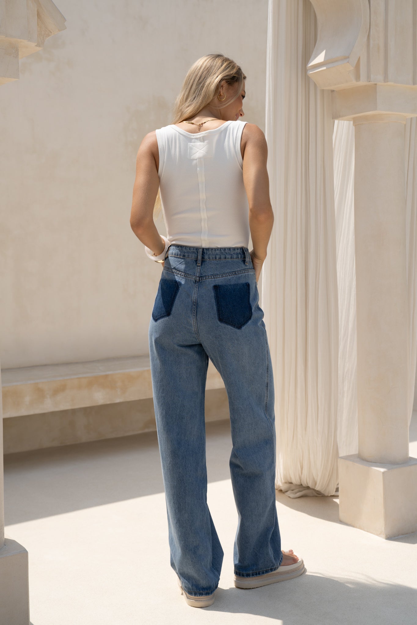 HEYCHIC Jules Denim Contrast Pocket Jeans (Blue)