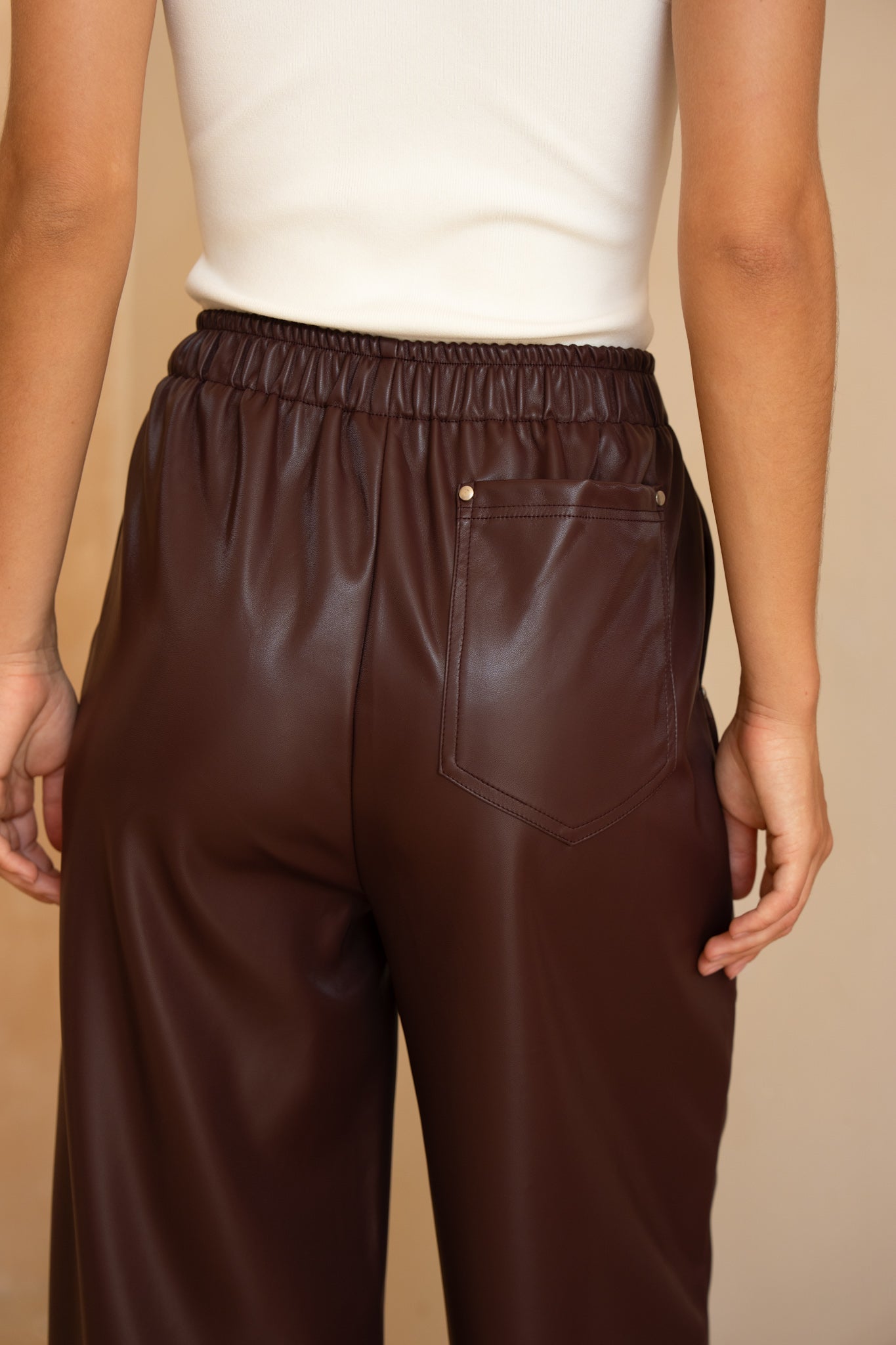 HEYCHIC Zora Wine PU Pants (Red)