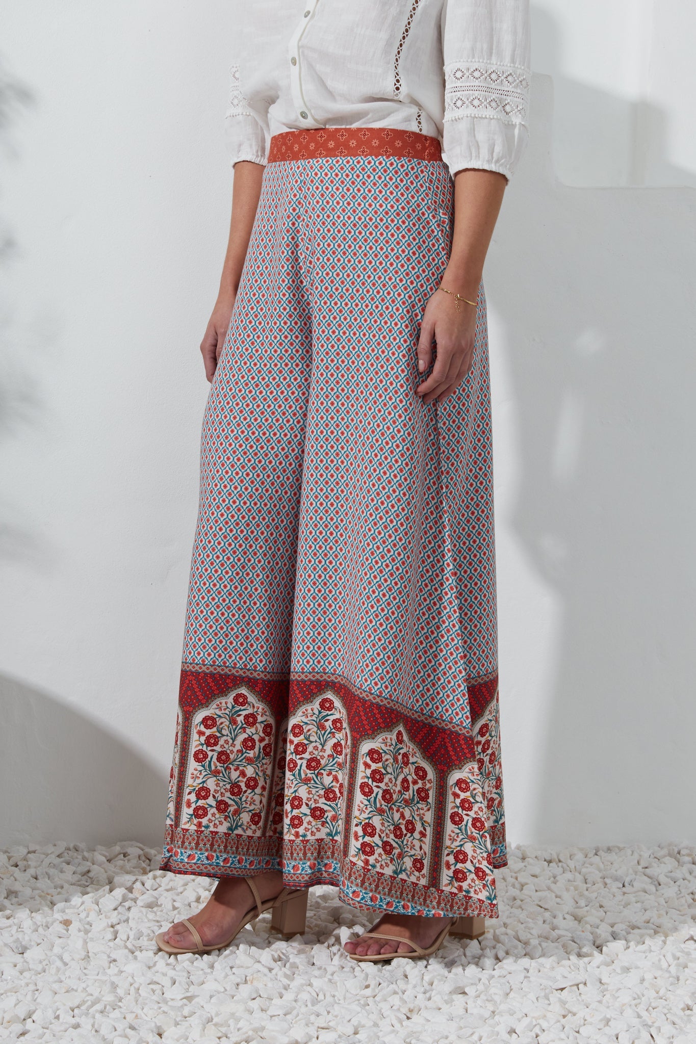 Heychic Petunia Floral Boho Wide Leg Pants (Red)