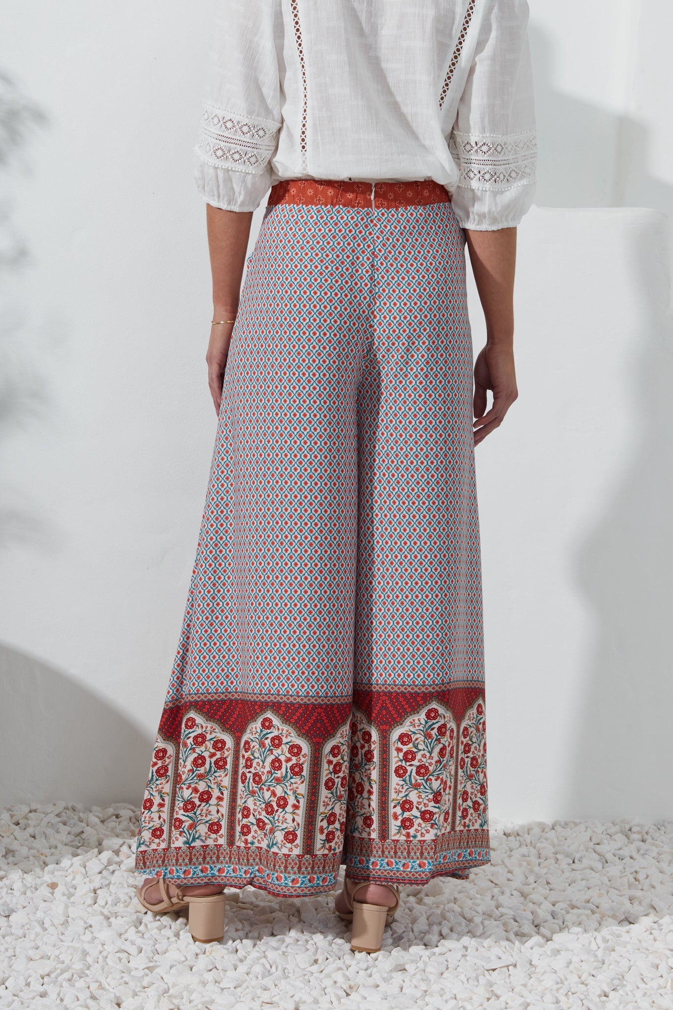 Heychic Petunia Floral Boho Wide Leg Pants (Red)