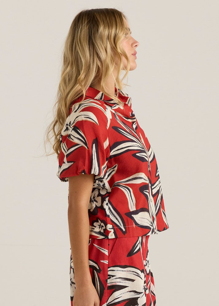 Sass Clothing Anella Bubble Sleeve Blouse (Asperula Floral)