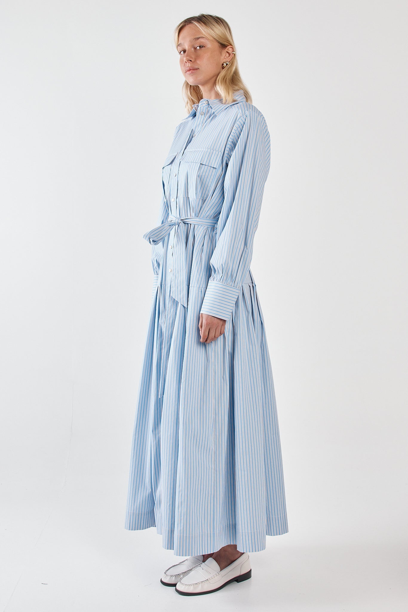 Sass Clothing Christa Stripe Shirt Dress (Blue Choc Stripe)
