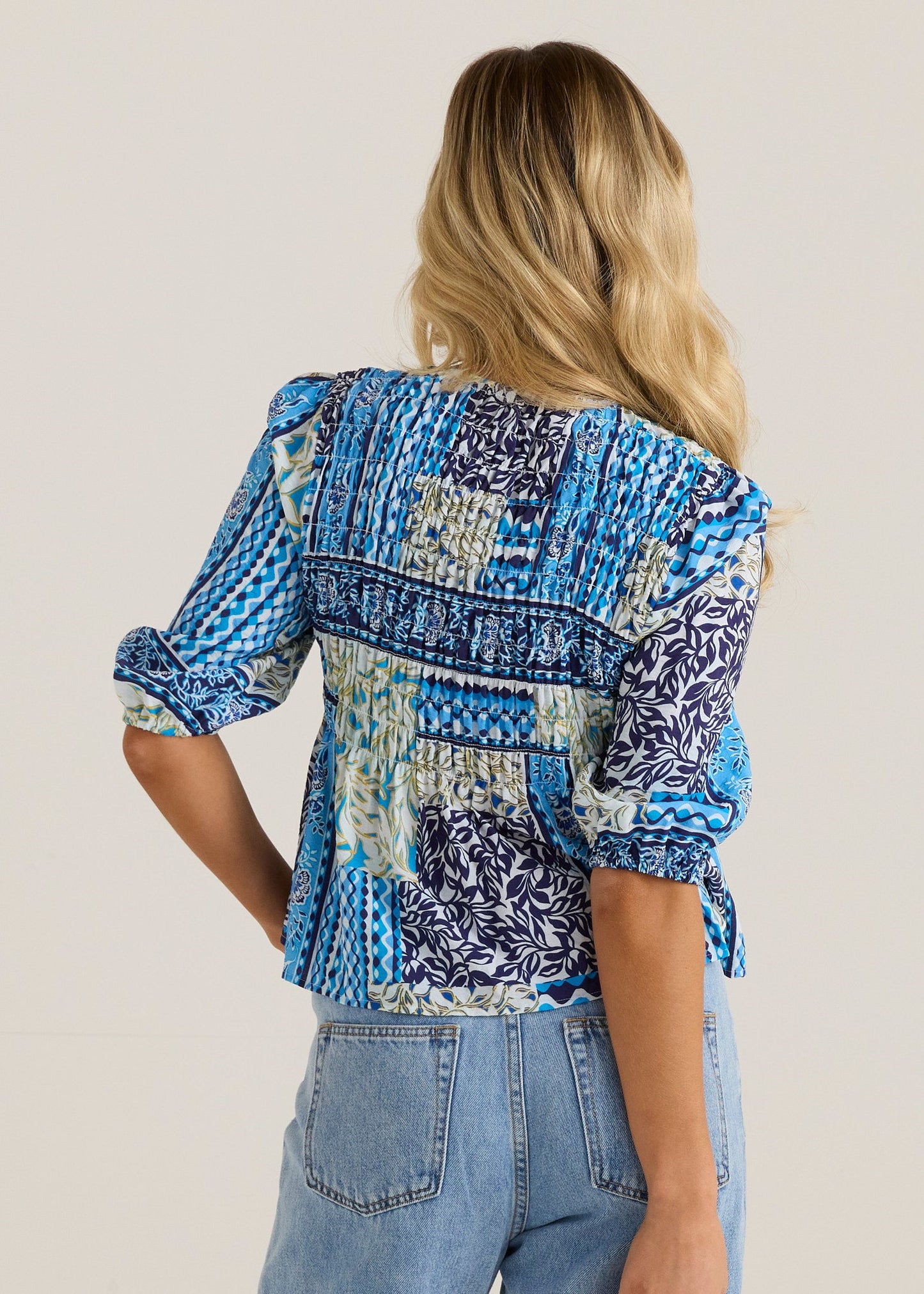 Sass Clothing Isra Peplum Blouse (Sea Meadow)