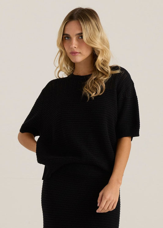 Image of T-Shirts. Product name - Cherri Tee Black in Black colour by brand - Sass Clothing