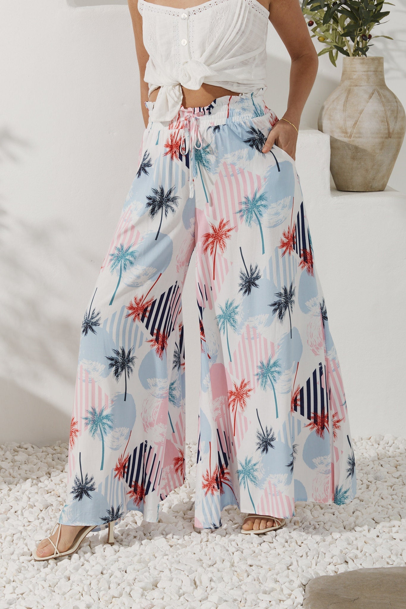 Heychic Maluhia Tropical Wide Leg Pants (Blue)