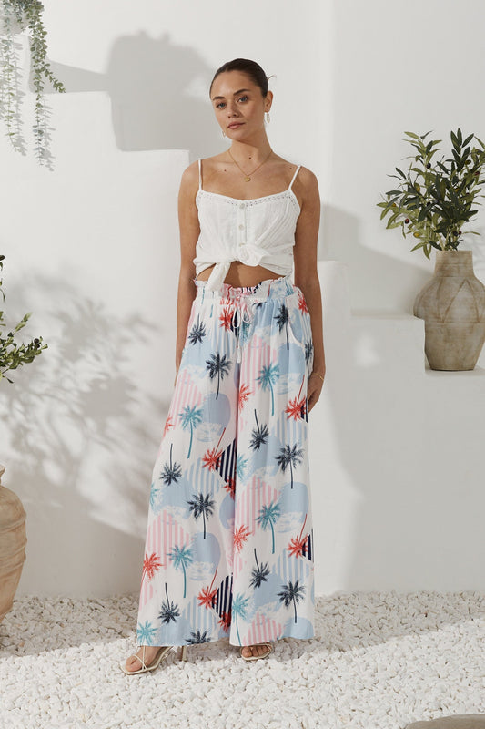 Heychic Maluhia Tropical Wide Leg Pants (Blue)