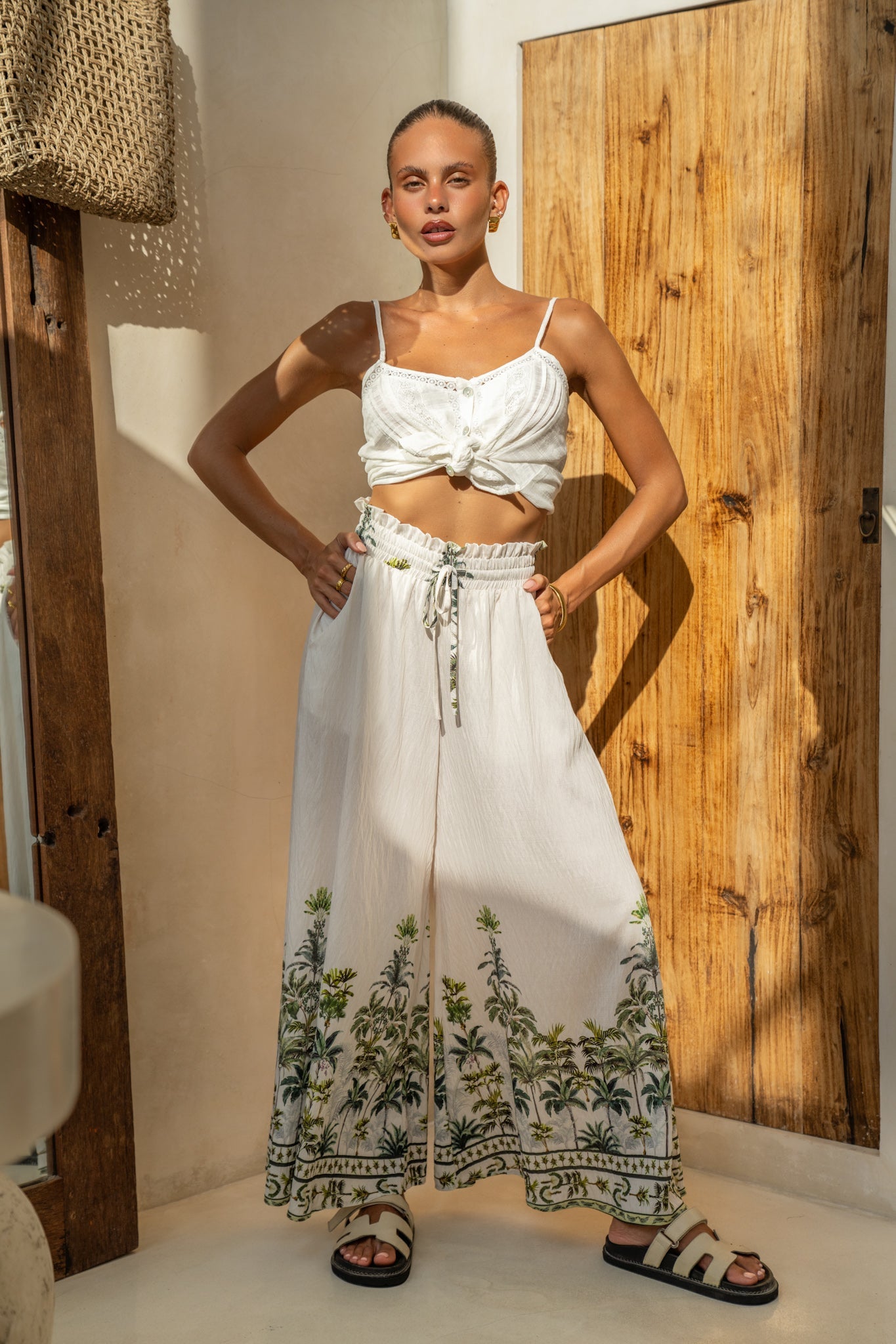 Heychic Sabina Tropical Wide Leg Pants (Green)
