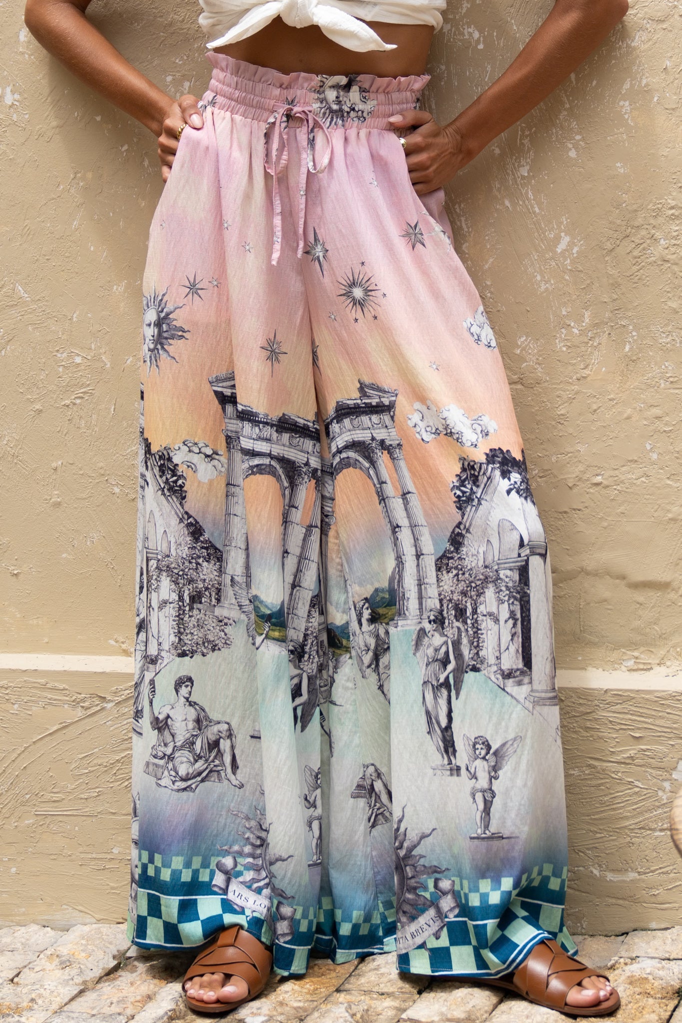 Heychic Valora Abstract Wide Leg Pants (Pink)