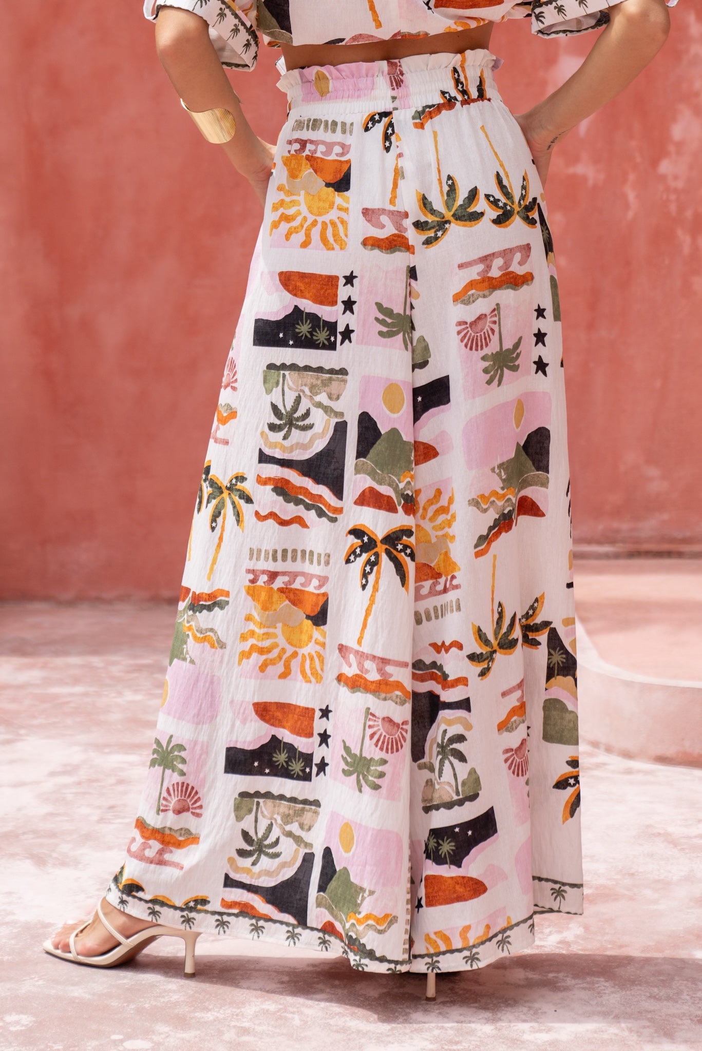 HEYCHIC Aeliana Multicolour Tropical Wide Leg Pants (Multi)