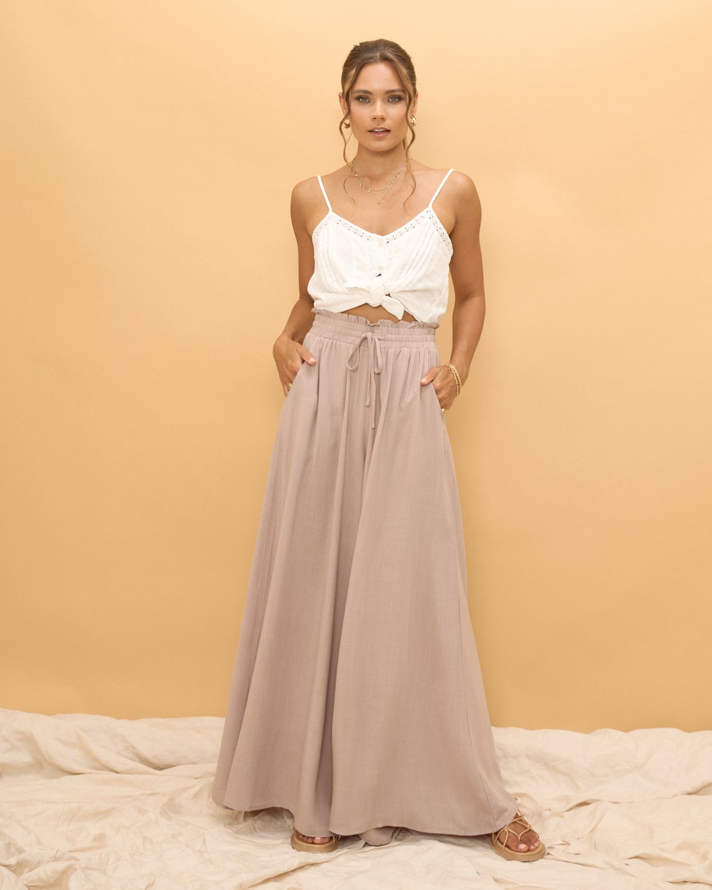 Heychic Sol Wide Leg Pants (Beige)