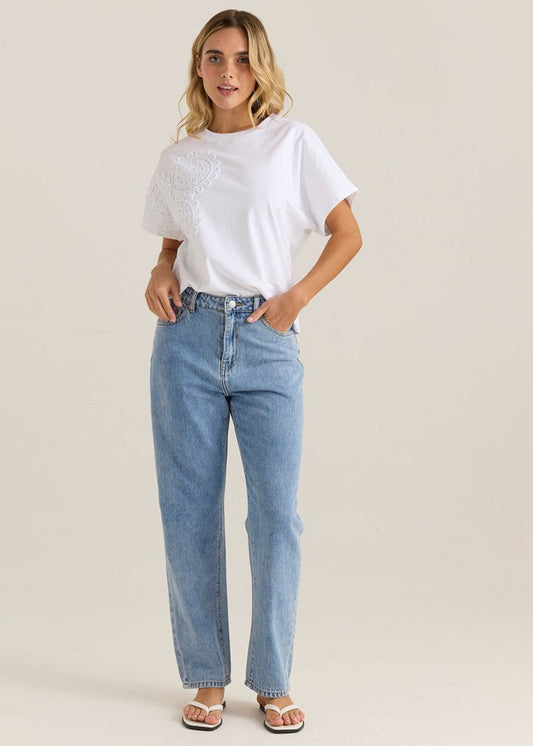 Sass Clothing Mira Crochet Tee (White)