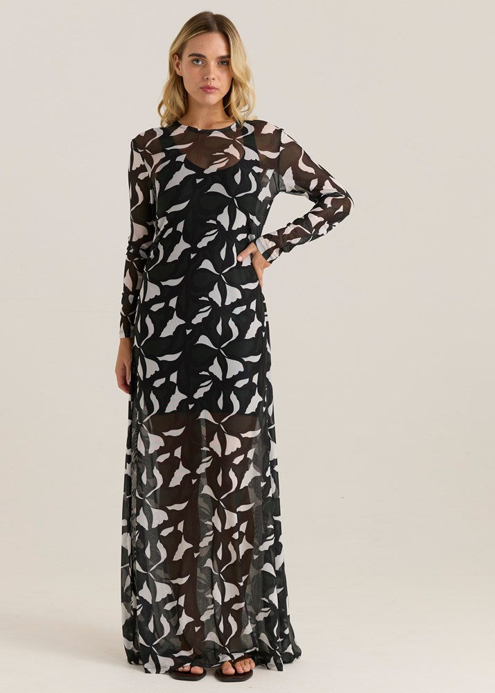 Sass Clothing Tarni Mesh Dress (Iris Abstract Print)
