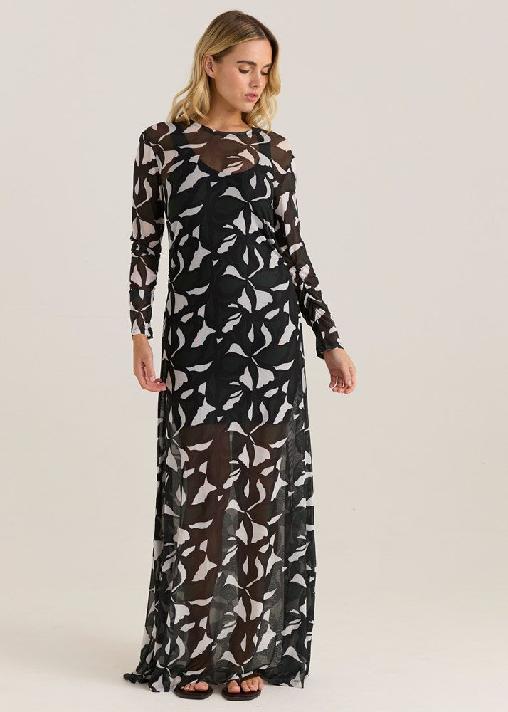 Sass Clothing Tarni Mesh Dress (Iris Abstract Print)