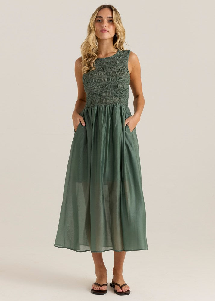 Image of Dresses. Product name - Saga Tank Dress Sage Olive in Sage Olive colour by brand - Sass Clothing