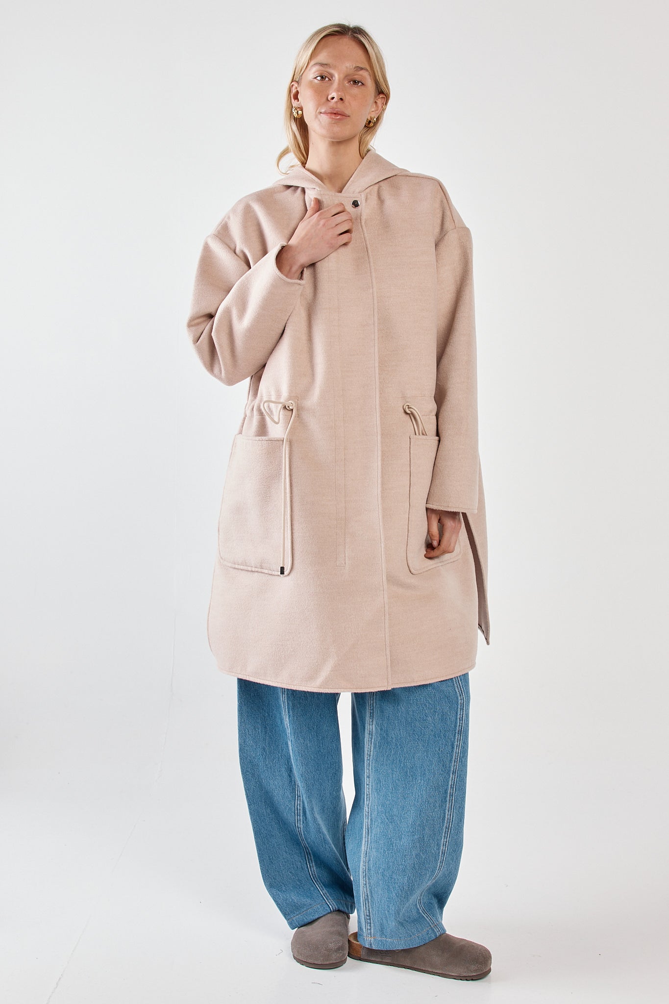 Sass Clothing Maxi Hooded Coat (Soft Oat)
