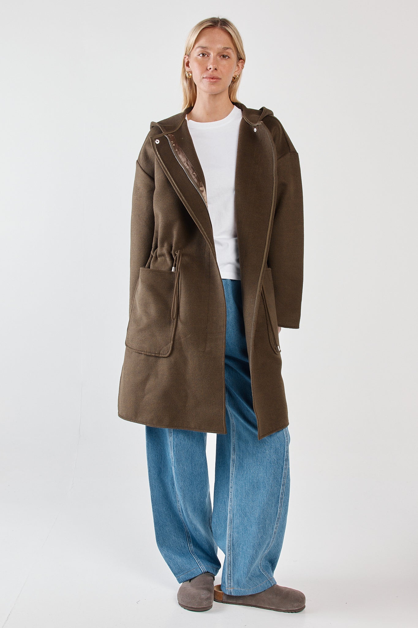 Sass Clothing Maxi Hooded Coat (Dark Olive)