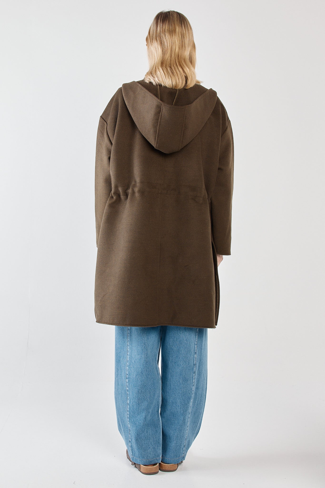 Sass Clothing Maxi Hooded Coat (Dark Olive)