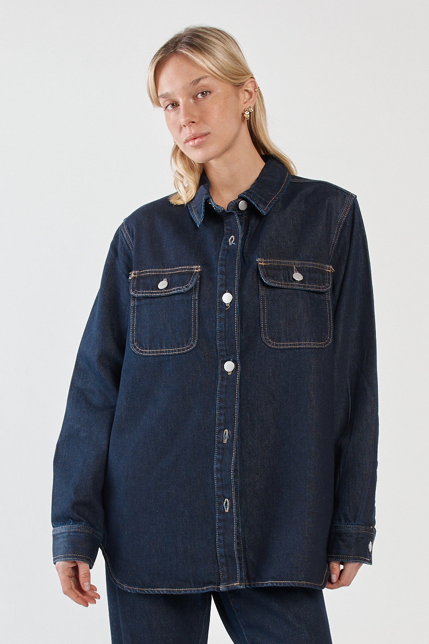 Image of Blouses. Product name - Aveline Denim Shirt Rinse Wash in Rinse Wash colour by brand - Sass Clothing