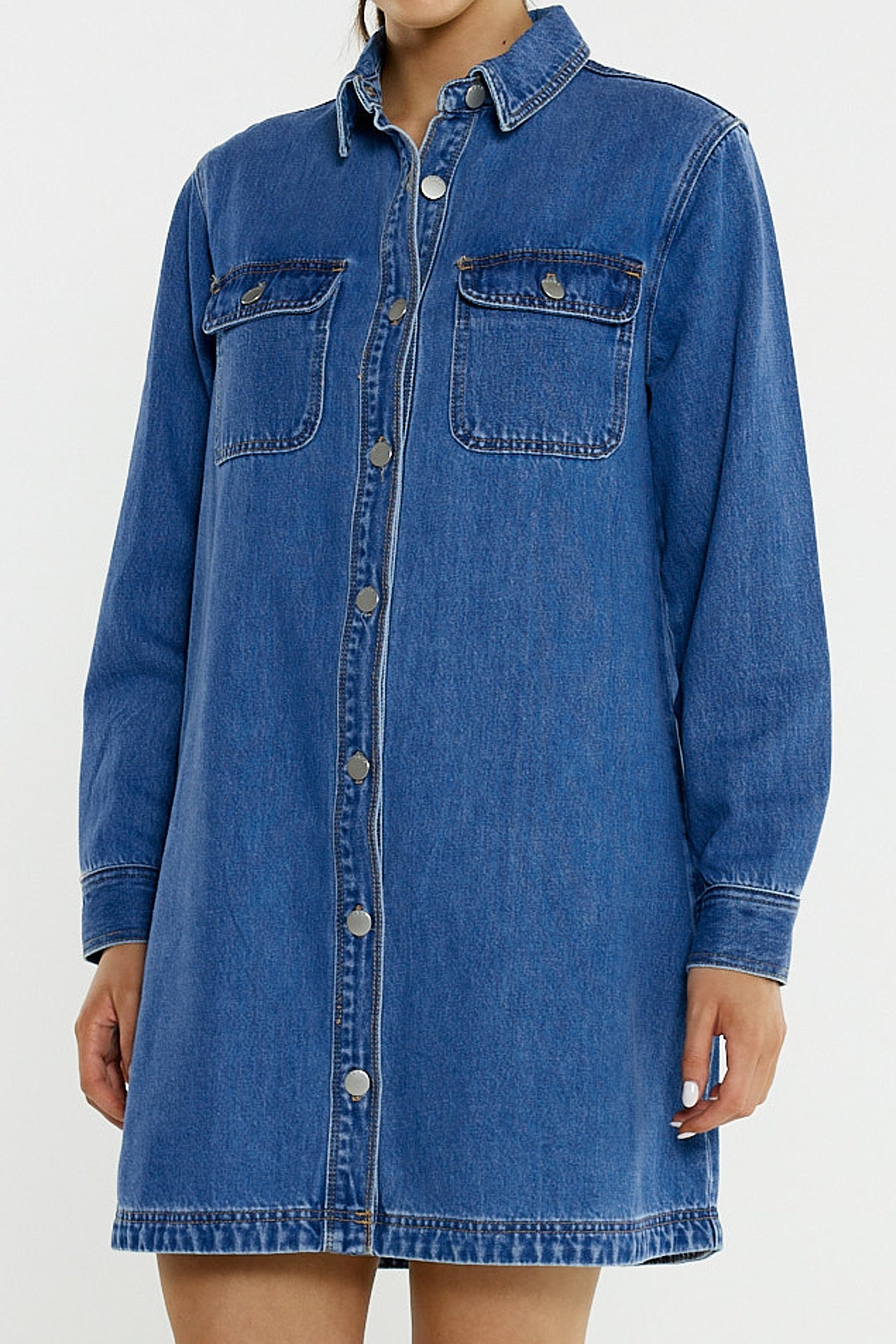 Sass Clothing Aveline Denim Shirt Dress (Classic Blue)