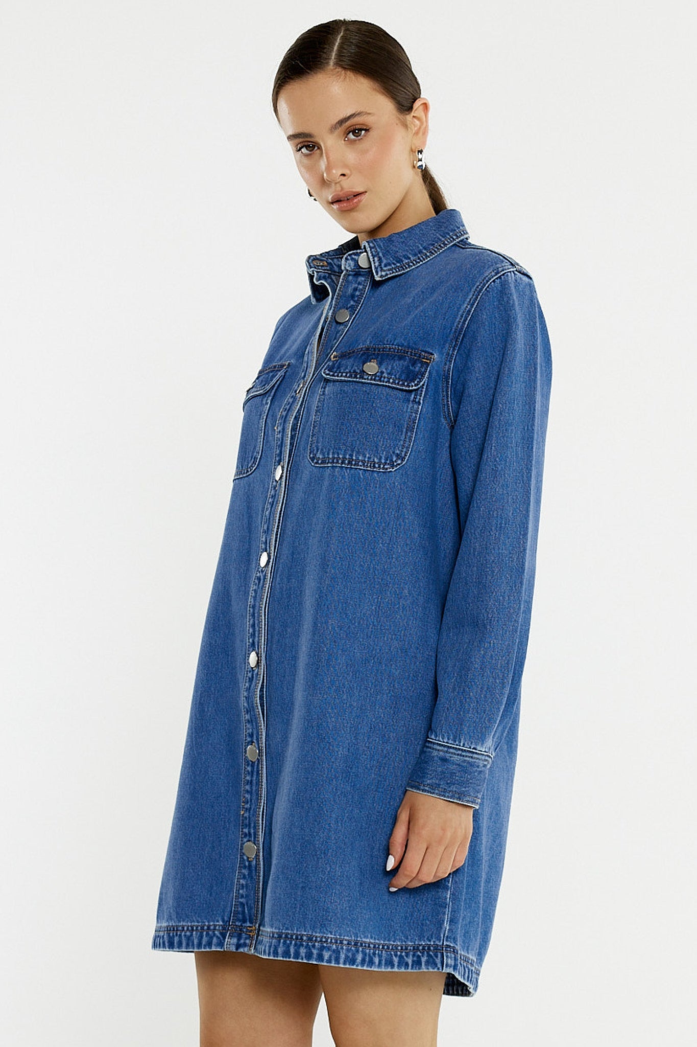Sass Clothing Aveline Denim Shirt Dress (Classic Blue)