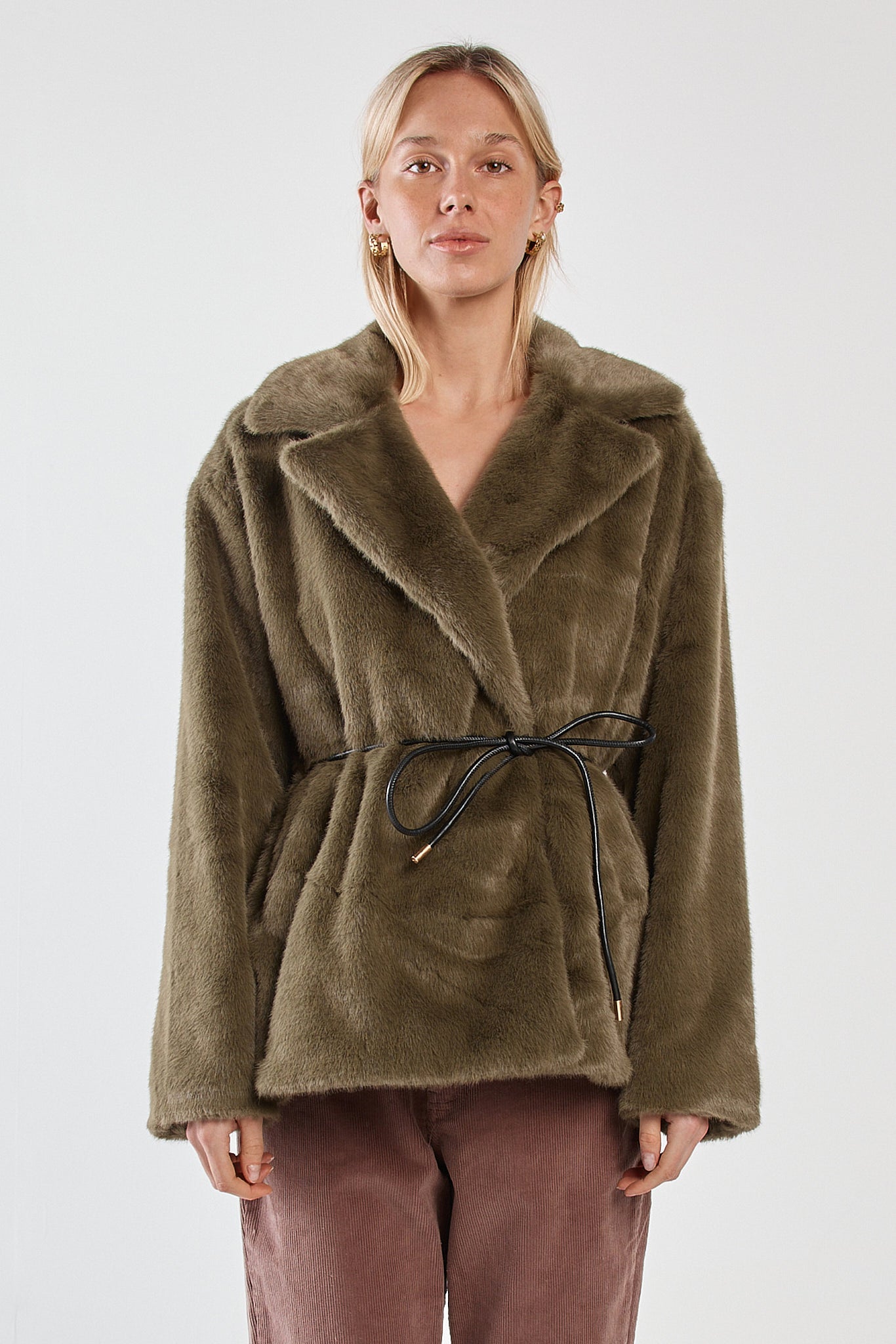 Sass Clothing Vivi Fur Jacket (Dark Olive)