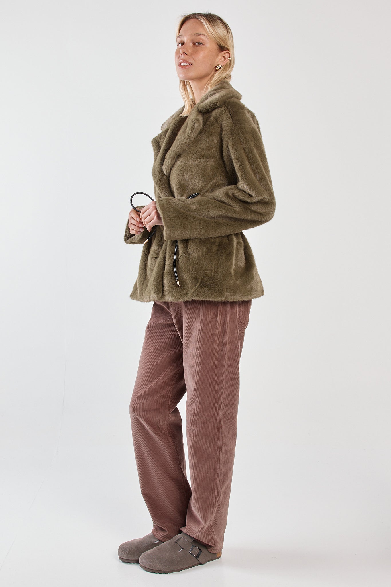 Sass Clothing Vivi Fur Jacket (Dark Olive)