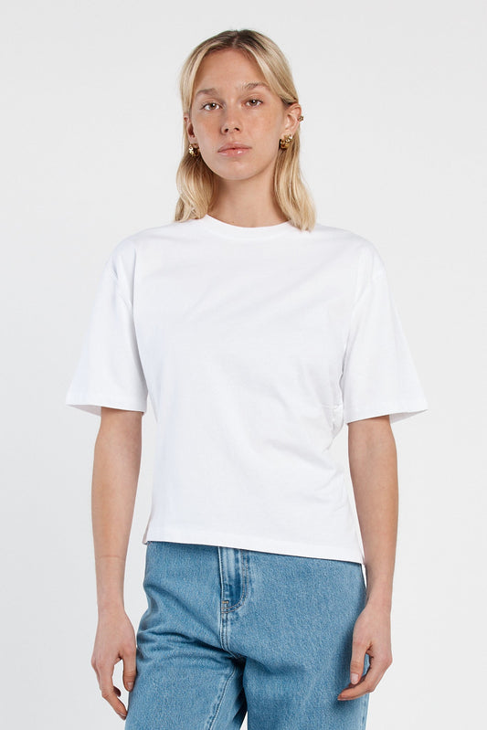 Image of T-Shirts. Product name - Camie Gathered Seam Tee White in White colour by brand - Sass Clothing